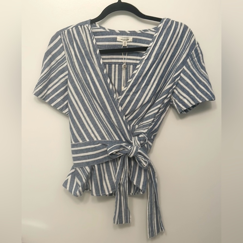 NWT Max Studio Linen Blend Striped Top